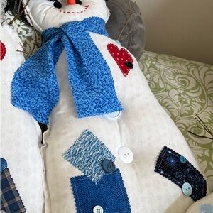 Blue & White Handmade Snowman Decor